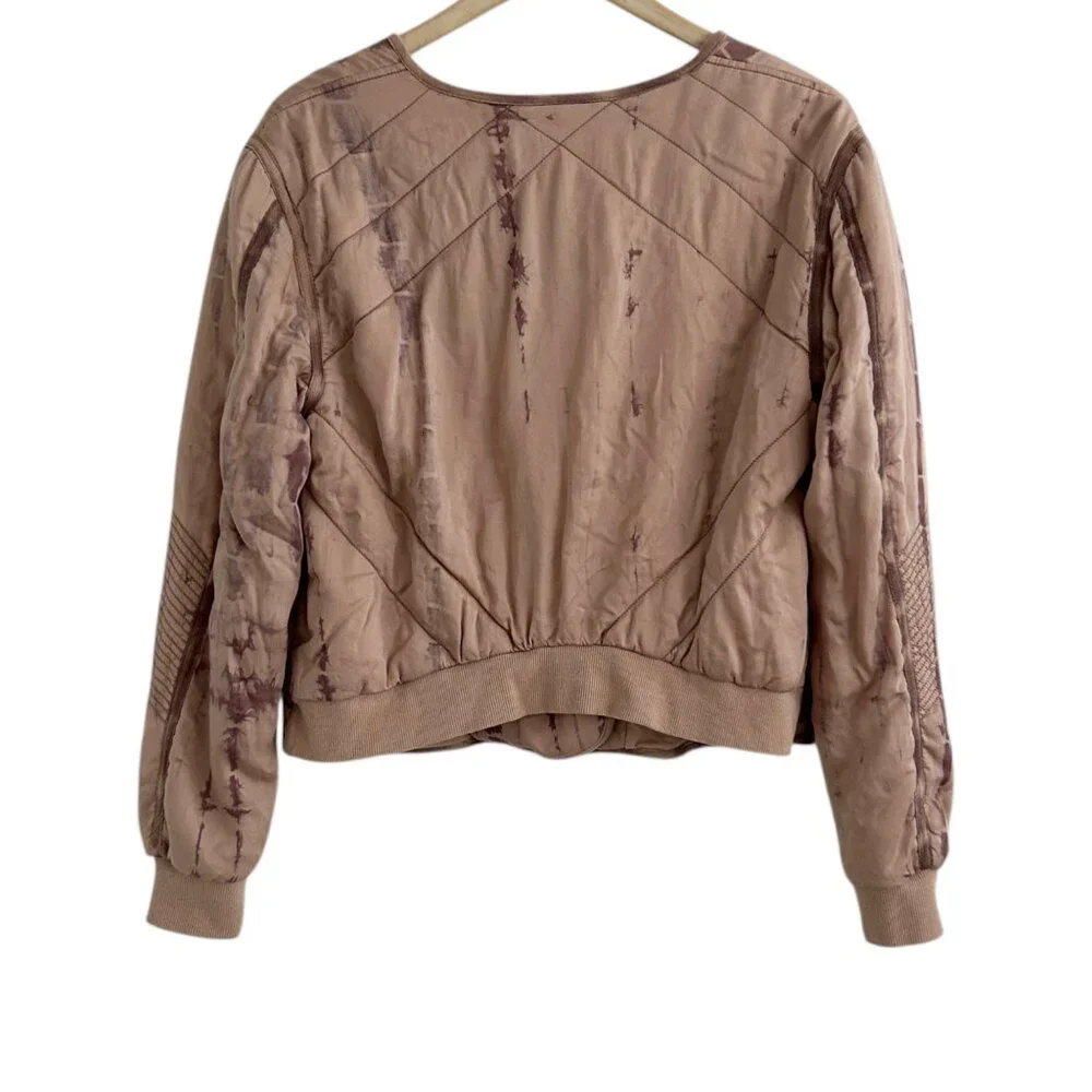 Marrakech Anthropologie Soft Quilted Tie Dye Bomber Moto Jacket NWT (M)